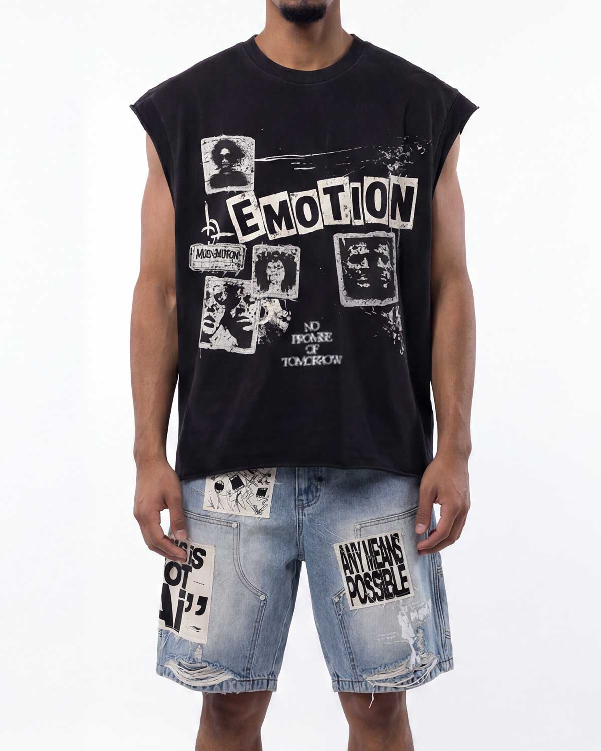 Mixed Emotions AI Denim Shorts Blue