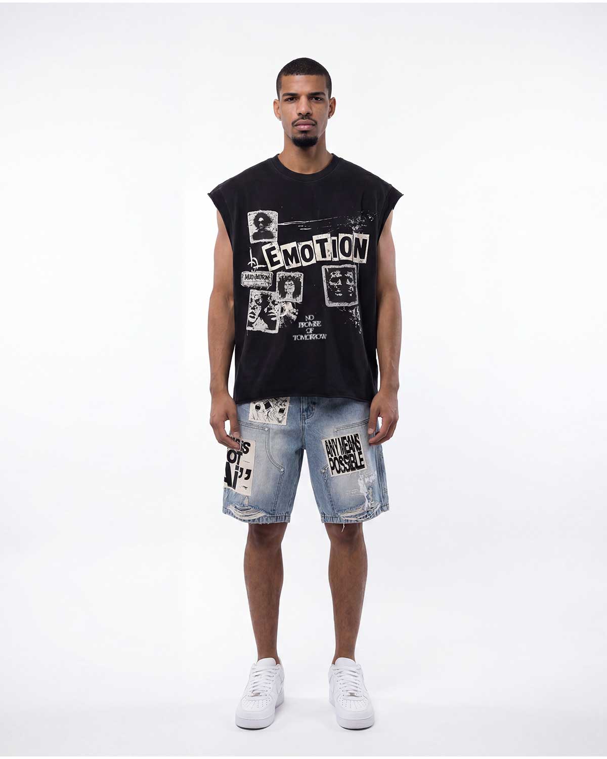 Mixed Emotions AI Denim Shorts Blue