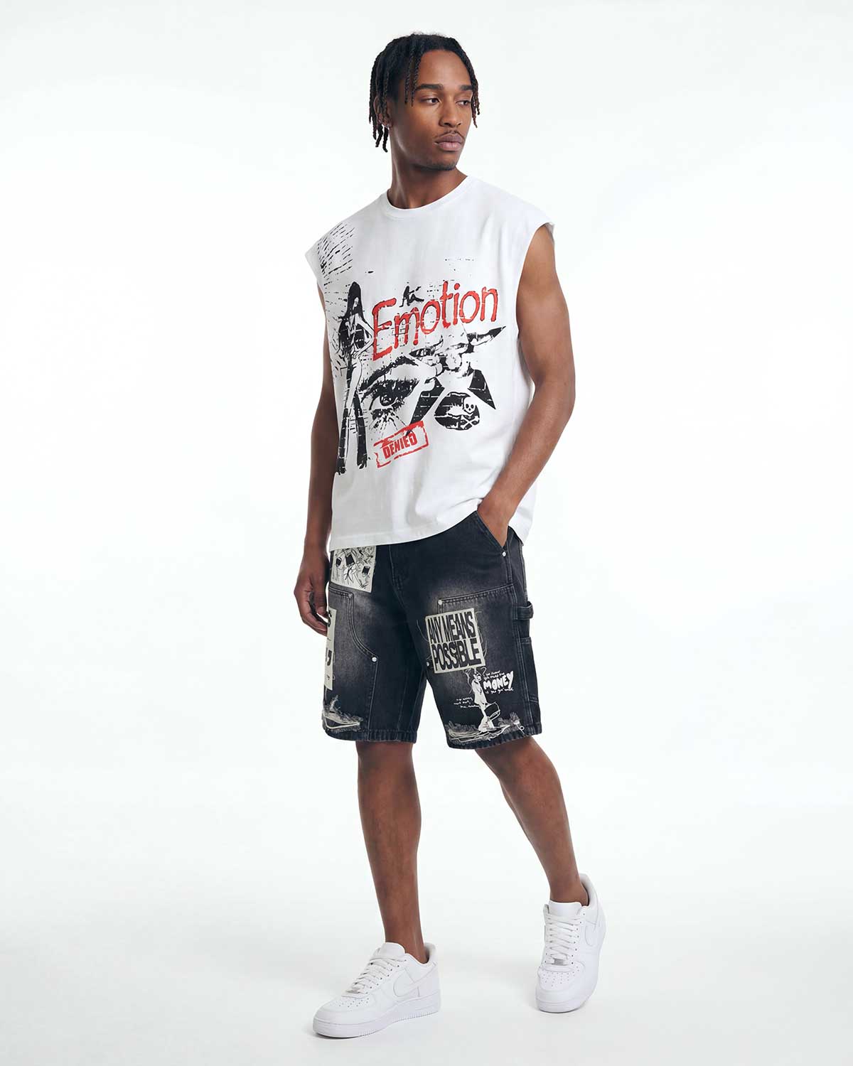 Mixed Emotions AI Denim Shorts Black