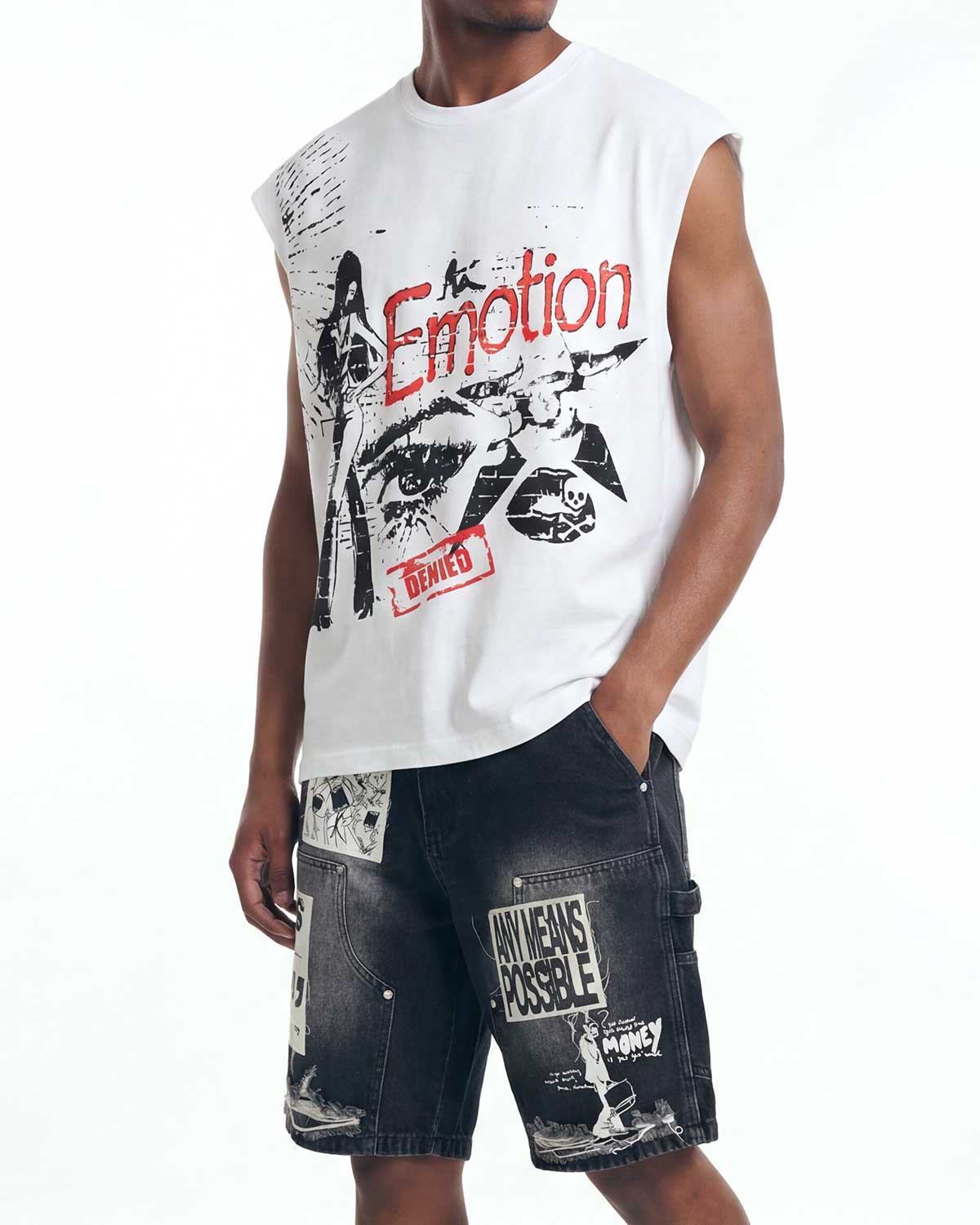 Mixed Emotions AI Denim Shorts Black