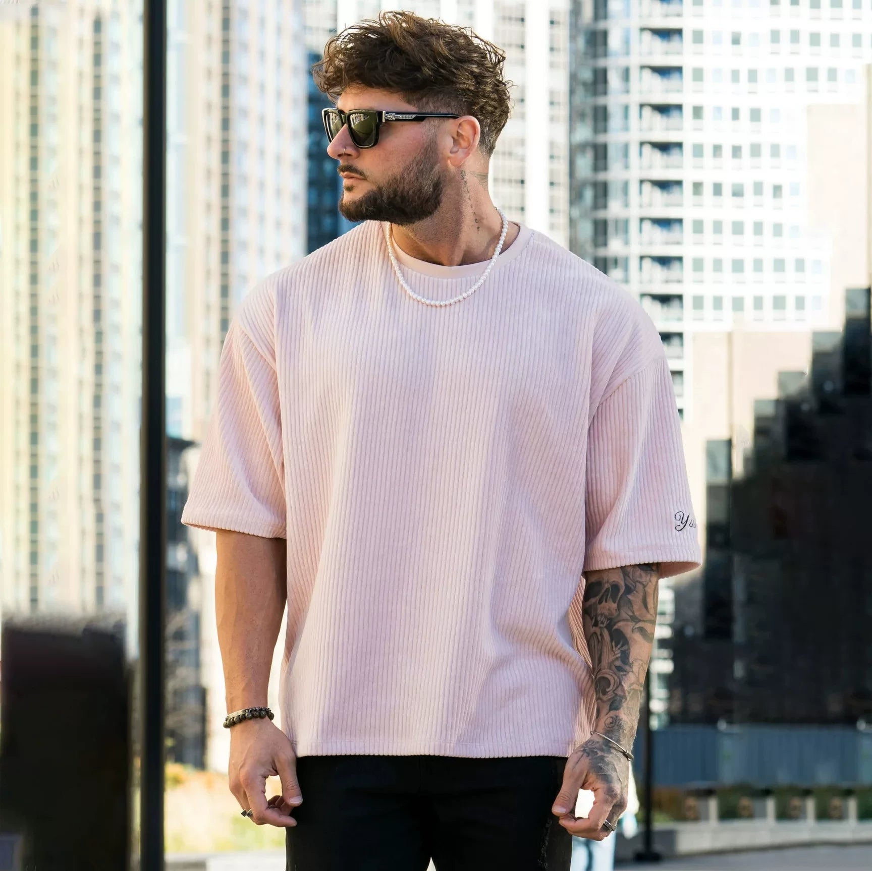 American style loose sports short sleeved T-shirt, plus size casual fitness top, European and American style trendy round neck top, suitable for all seasons