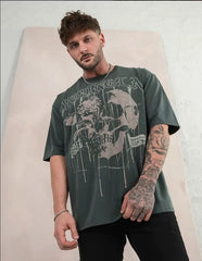 Cross border foreign trade American trendy brand YoungLa skeleton short sleeved loose cotton round neck fitness running T-shirt for men