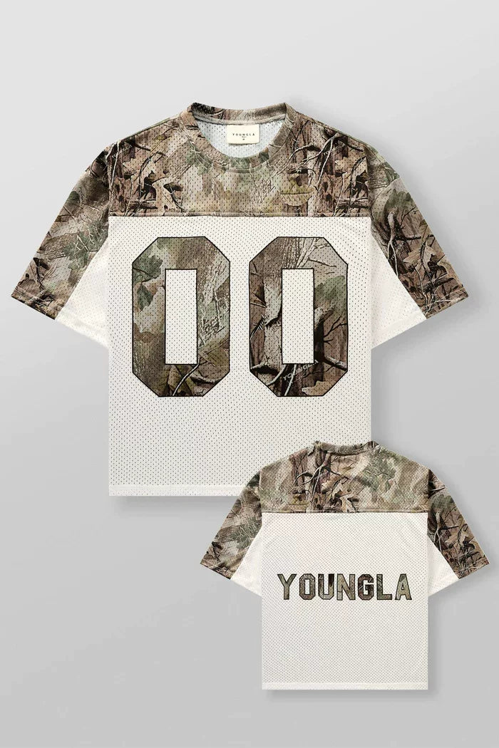 American fashion brand YOUNG LA large mesh quick drying breathable oversized T-shirt for men's sports and fitness double zero jersey short sleeved