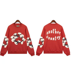 "Denim Tears" Another Country Cotton Wreath Oversized Red Sweatshirt