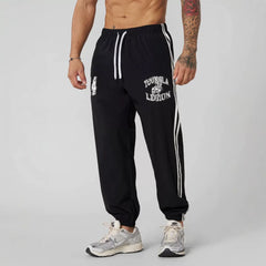 American trend YONGLA striped sports pants for fitness training, quick drying, breathable, elastic, casual pants for men, foreign trade