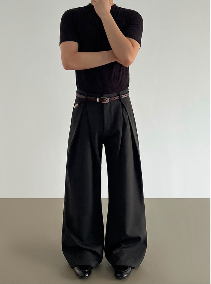 Pleated Wide-Leg A-Line Pants