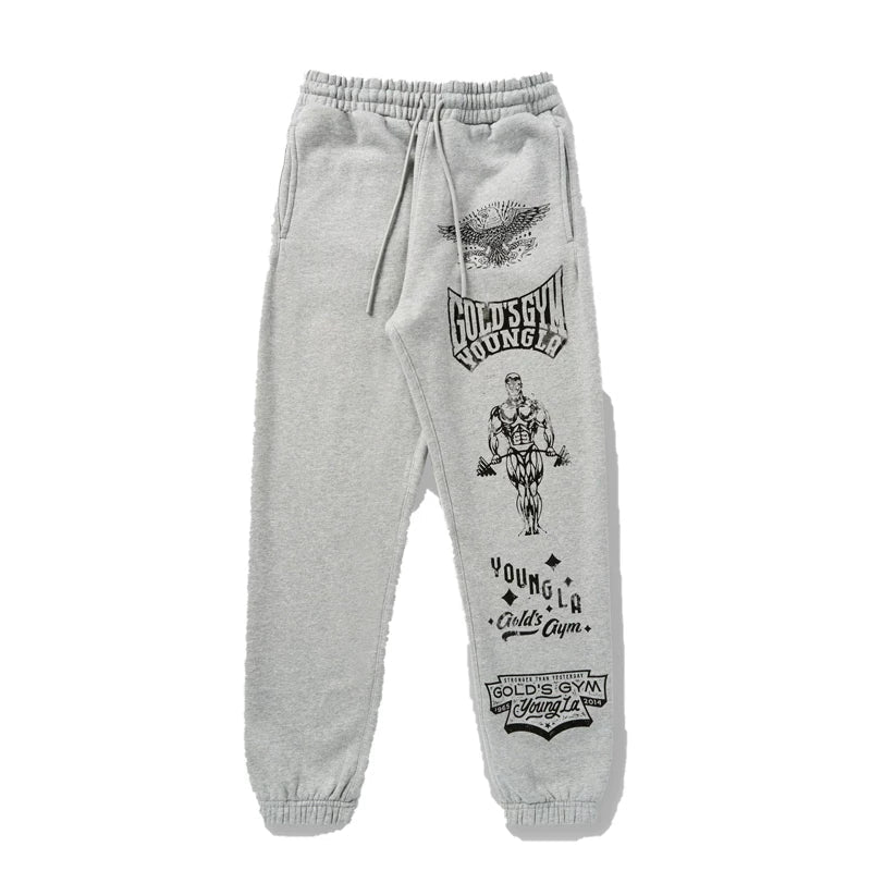 Autumn and Winter American Trendy Brand YOUNG LA New Muscle Fitness Sports Running Pants Casual Printed Leg Tights