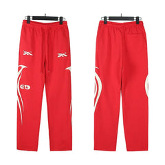 HELLSTAR Tribal Graphic Wide Leg Sweatpants Red Streetwear Trousers