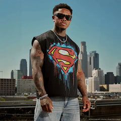American fashion brand YOUNGLA collaborates with Superman men's vest, muscle sports fitness basketball sleeveless top