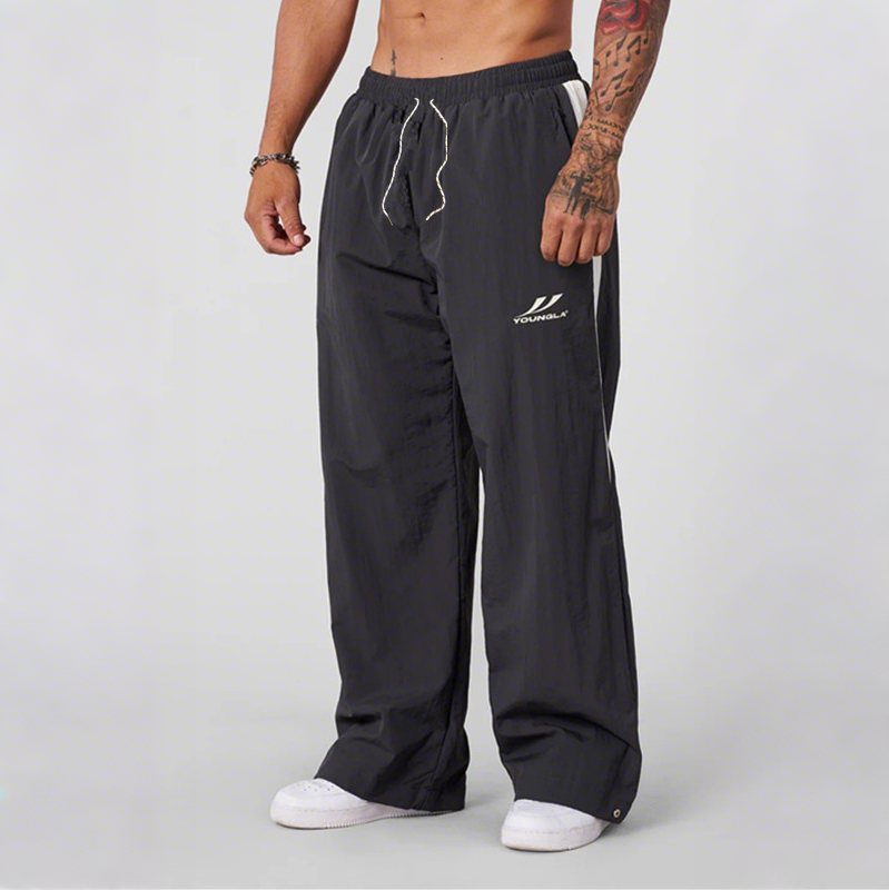 American fashion brand YOUNGLA splicing loose sports pants European and American fitness training trend casual pants cross-border