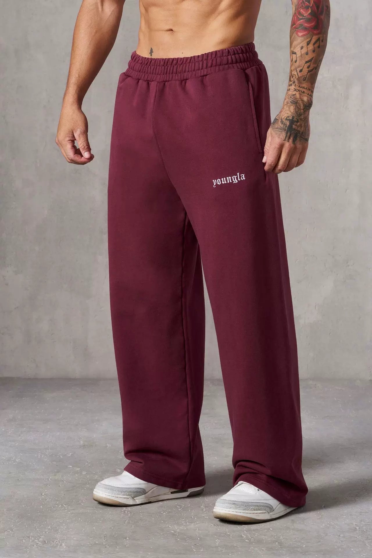 European and American fashion brand YOUNG LA men's straight leg sports pants, American jogging and fitness training embroidery casual long pants