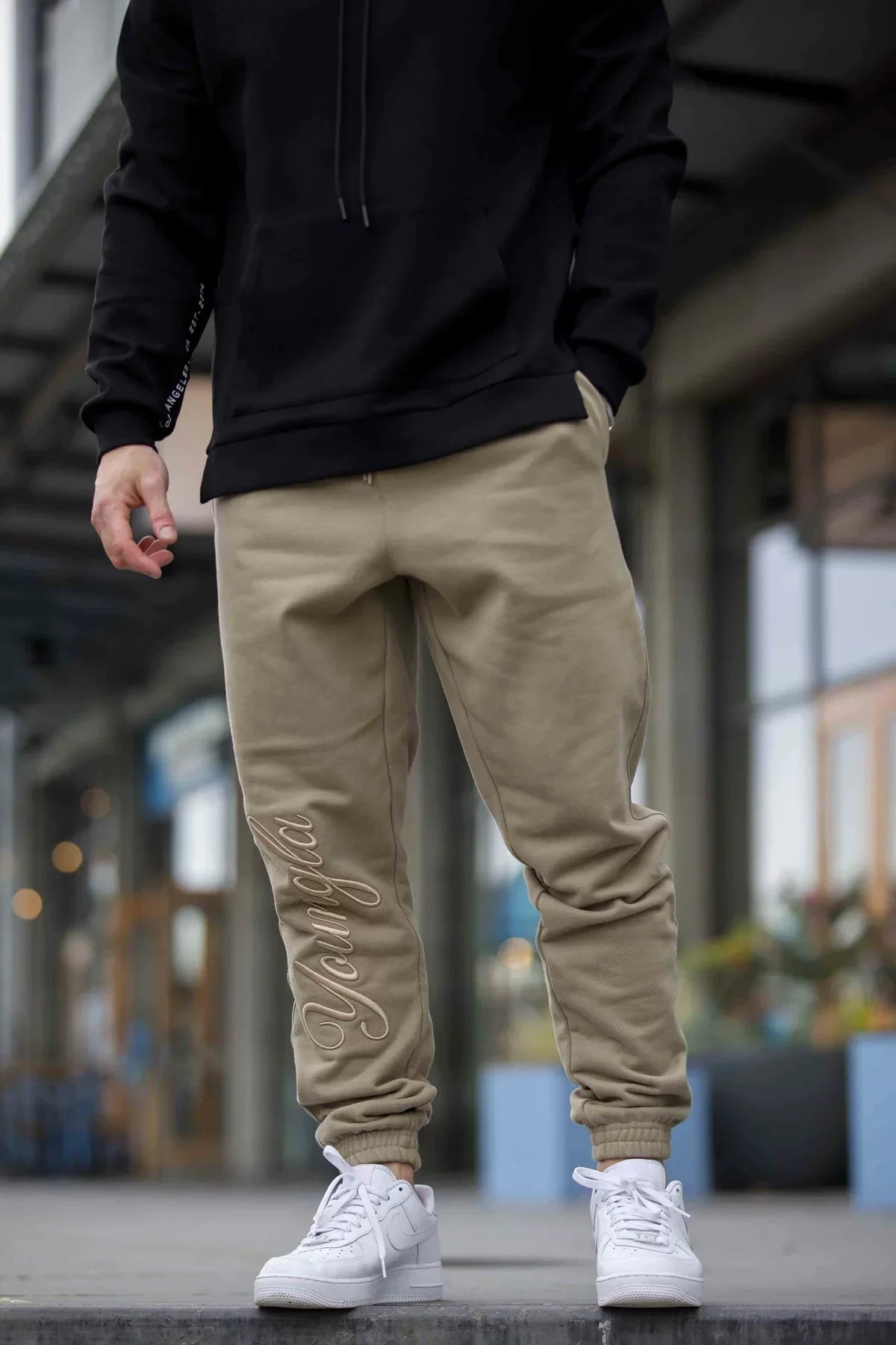 Cross border foreign trade, European and American trendy brand YOUNG LA sports and fitness pants, American casual embroidered looped leg binding pants