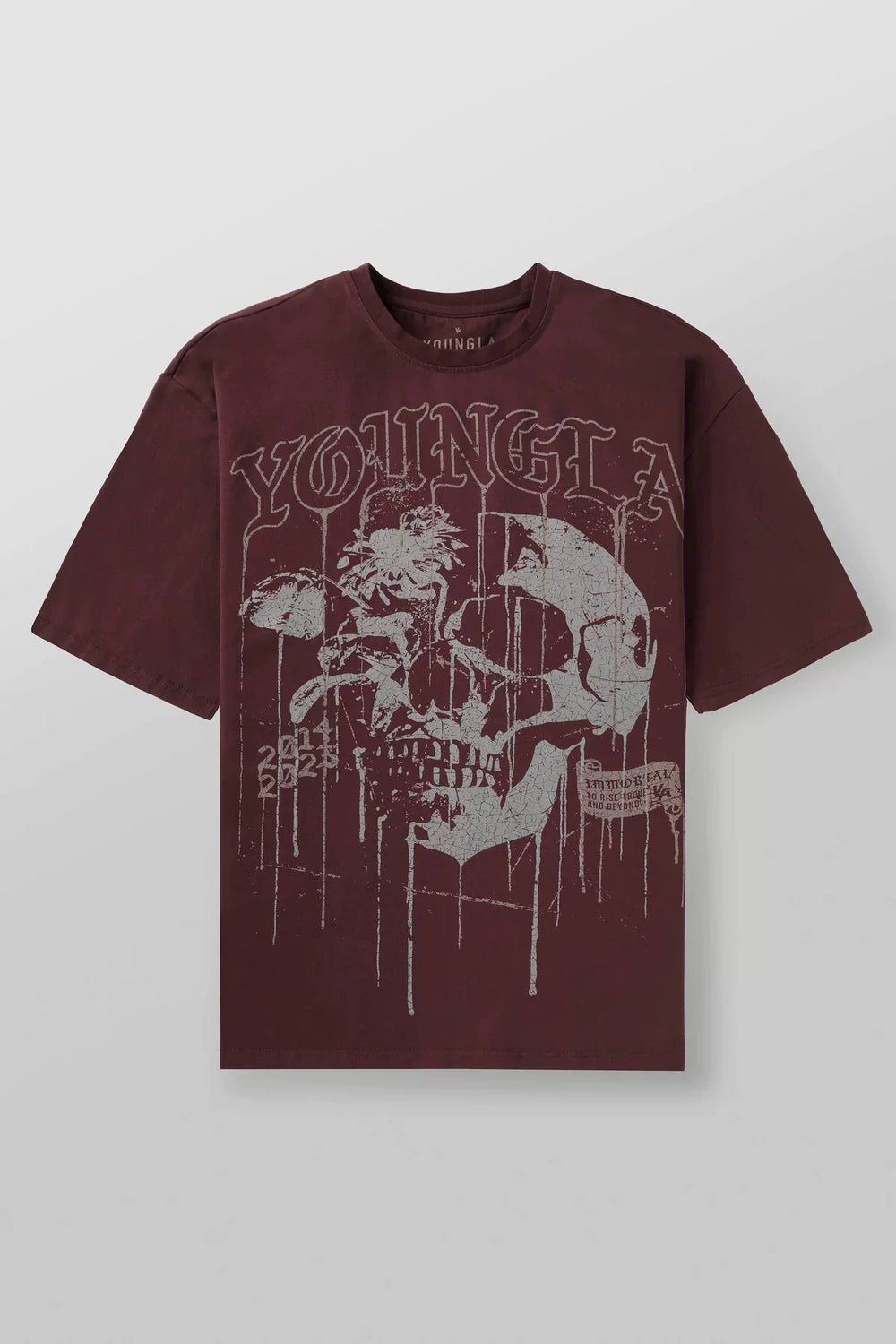 Cross border foreign trade American trendy brand YoungLa skeleton short sleeved loose cotton round neck fitness running T-shirt for men
