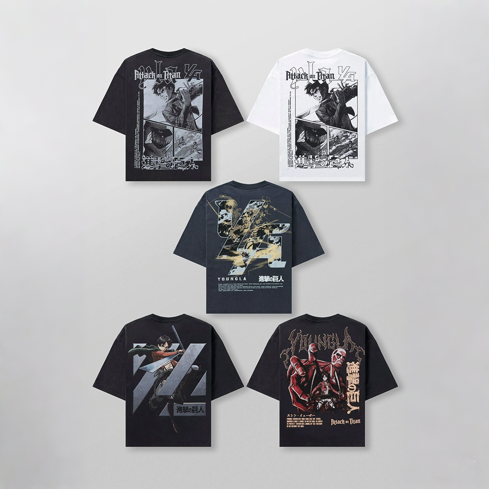 European and American trend YOONGLA oversized T-shirt alliance Attack on Titan jogging fitness pure cotton short sleeved shirt