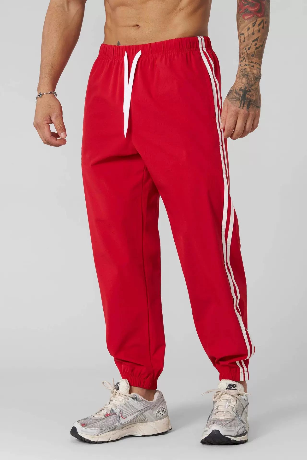 American trend YONGLA striped sports pants for fitness training, quick drying, breathable, elastic, casual pants for men, foreign trade