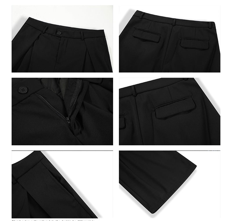 Pleated Wide-Leg A-Line Suit Pants