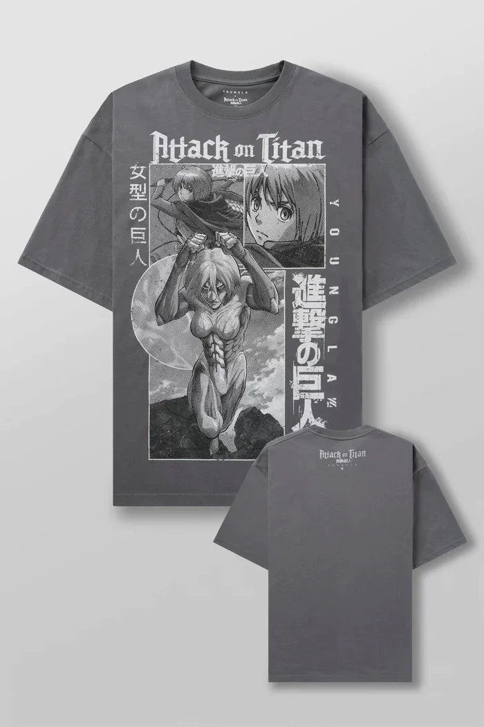 New American Trendy Brand YOUNGLA Alliance Attack on Titan Loose Large T-shirt Fitness Sports Short Sleeve