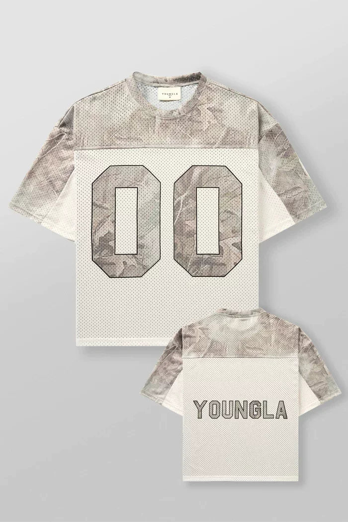 American fashion brand YOUNG LA large mesh quick drying breathable oversized T-shirt for men's sports and fitness double zero jersey short sleeved