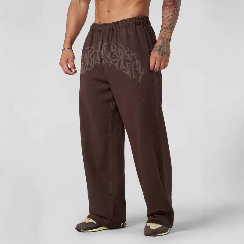 American style trendy YOUNGLA fitness straight leg pants, loose jogging, casual trend, versatile looped cotton pants