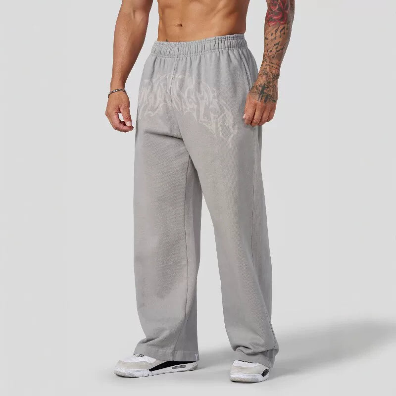 American style trendy YOUNGLA fitness straight leg pants, loose jogging, casual trend, versatile looped cotton pants