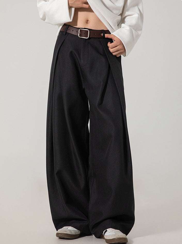 Pleated Wide Leg Casual Pants