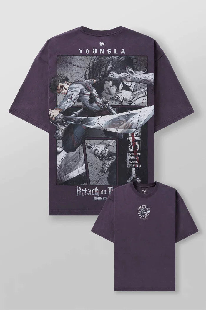 New American Trendy Brand YOUNGLA Alliance Attack on Titan Loose Large T-shirt Fitness Sports Short Sleeve