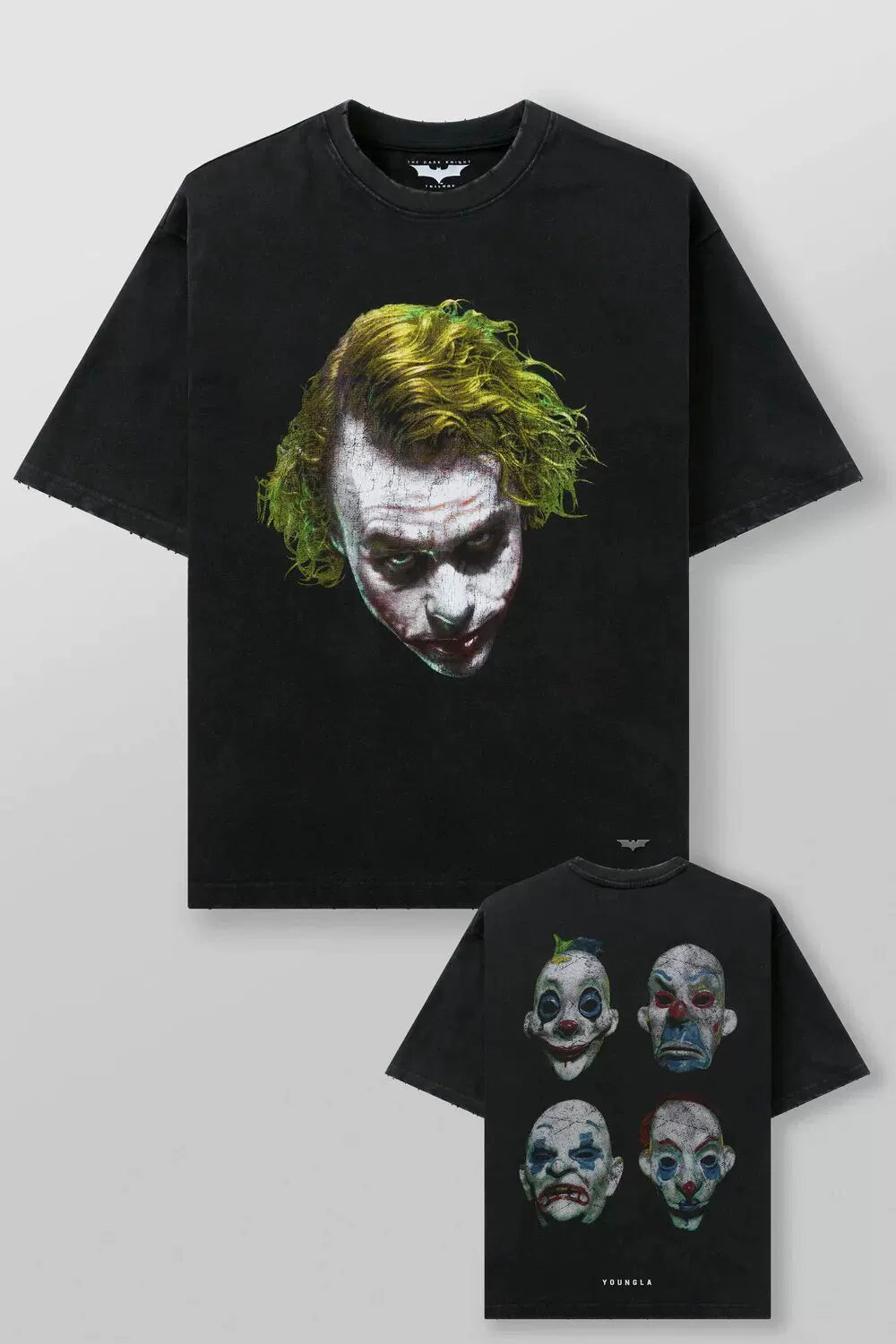 American trendy brand YOONGLA fitness sports clown Batman short sleeved jogging casual loose cotton round neck T-shirt