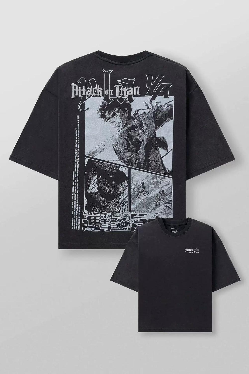 European and American trend YOONGLA oversized T-shirt alliance Attack on Titan jogging fitness pure cotton short sleeved shirt