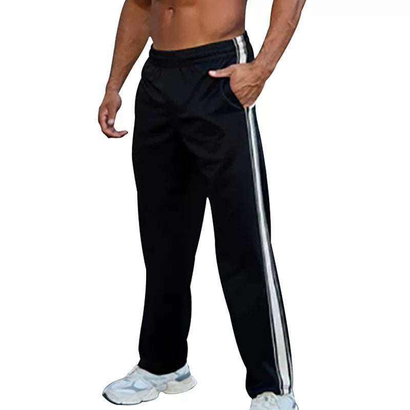European and American trendy brand Youngla pants color blocked sports fitness straight leg pants men's striped sweatpants cross-border foreign trade