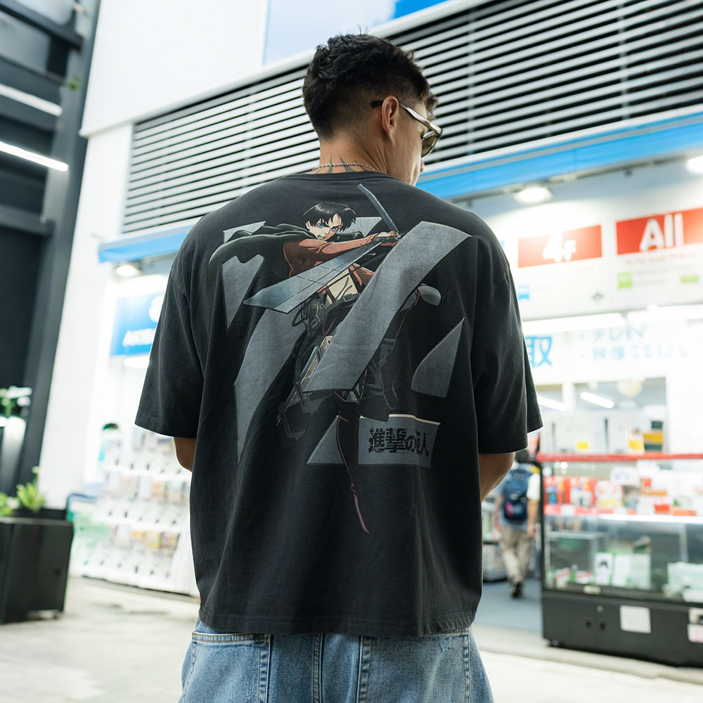 European and American trend YOONGLA oversized T-shirt alliance Attack on Titan jogging fitness pure cotton short sleeved shirt
