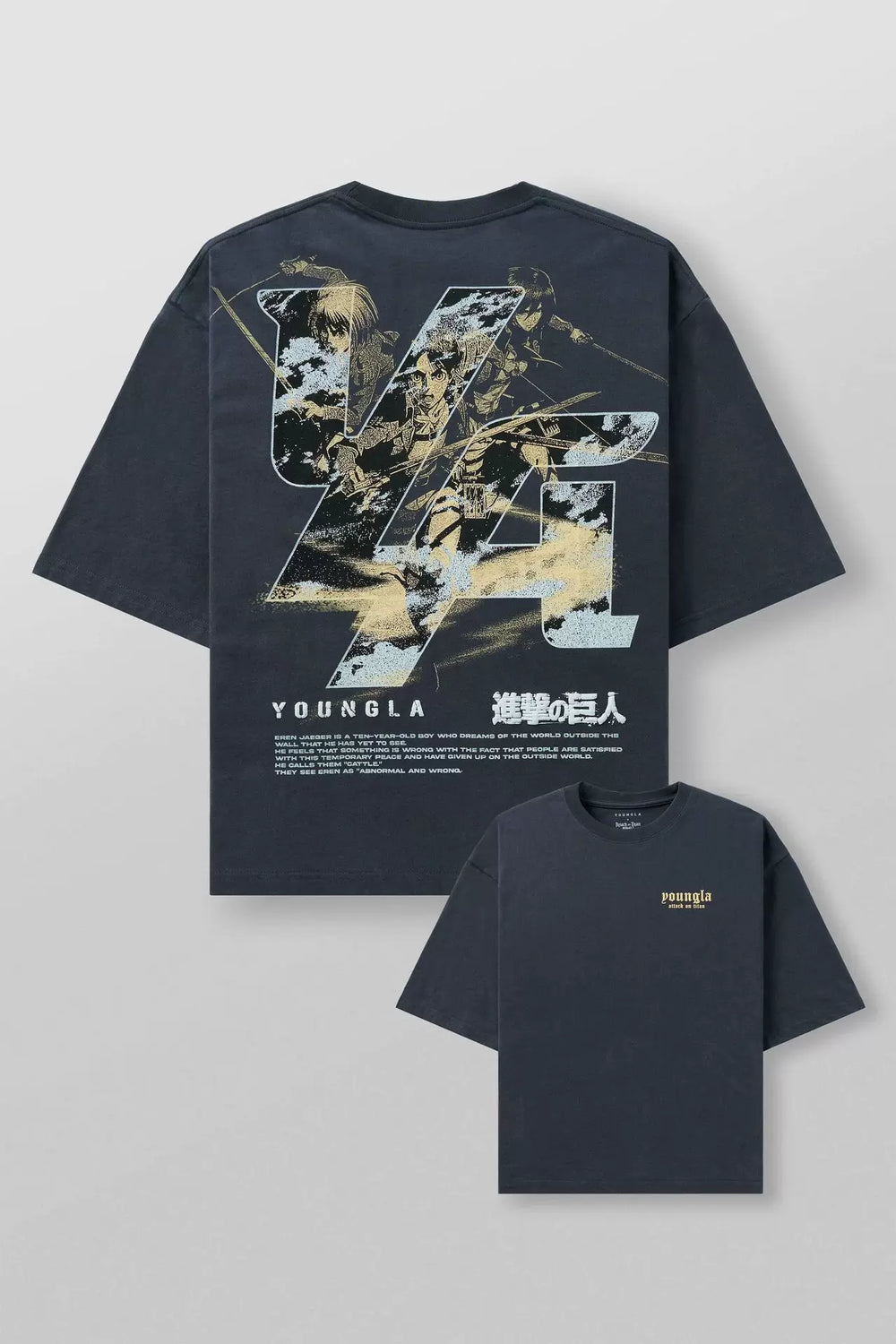 European and American trend YOONGLA oversized T-shirt alliance Attack on Titan jogging fitness pure cotton short sleeved shirt