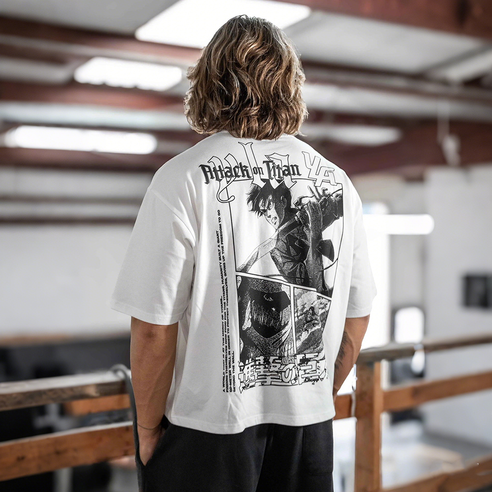 European and American trend YOONGLA oversized T-shirt alliance Attack on Titan jogging fitness pure cotton short sleeved shirt