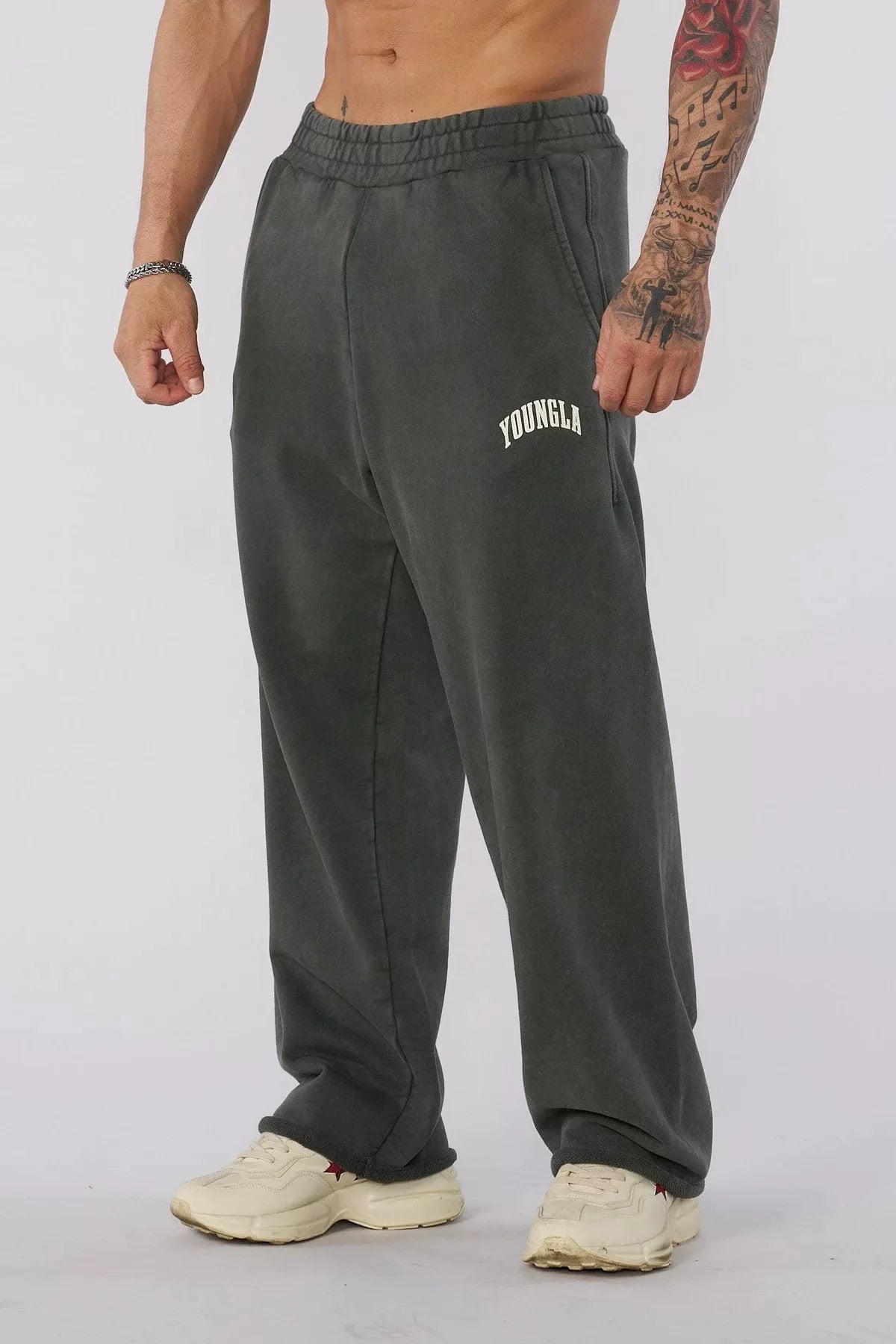 European and American new trendy brand YOUNG LA, slow runners, sports straight leg pants, casual fitness training, loose pants for men (1)