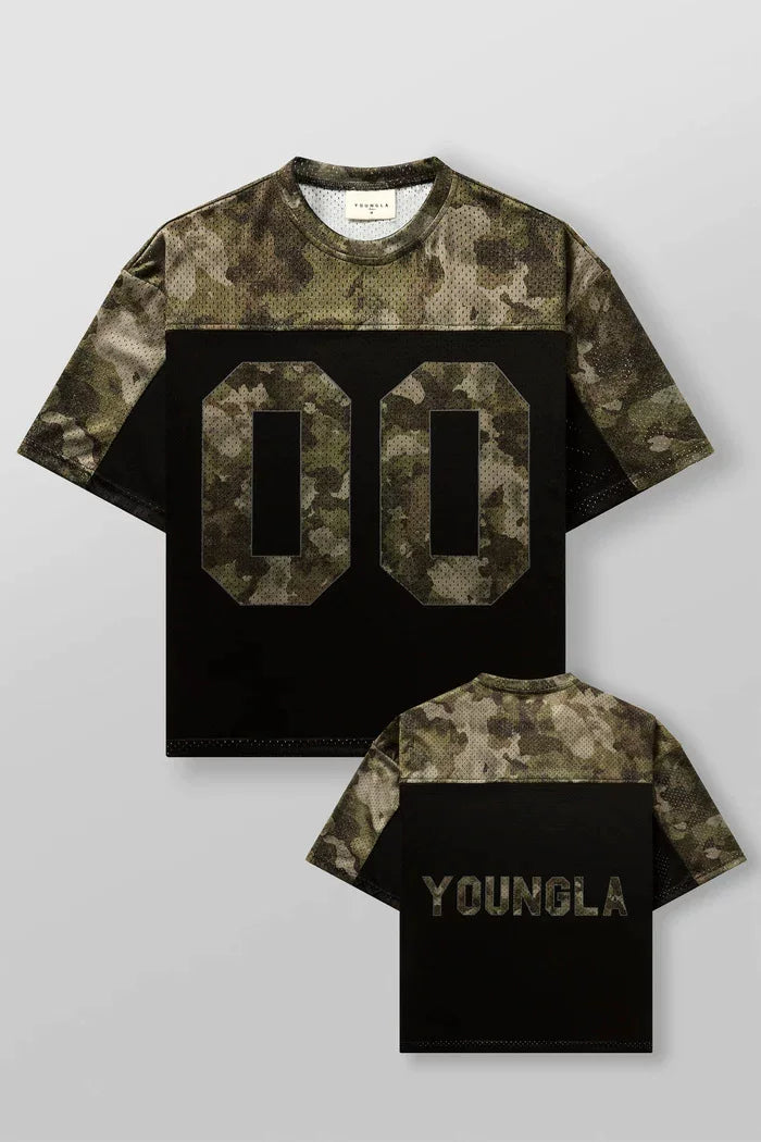 American fashion brand YOUNG LA large mesh quick drying breathable oversized T-shirt for men's sports and fitness double zero jersey short sleeved