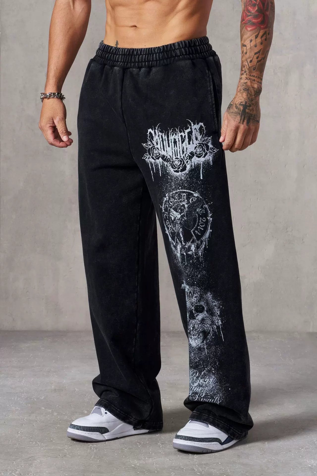 American trendy brand YOONGLA fitness training pants for European and American runners, loose straight leg printed casual pants