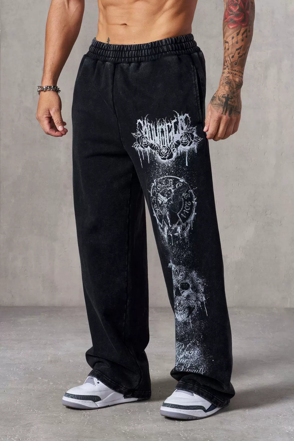 American trendy brand YOONGLA fitness training pants for European and American runners, loose straight leg printed casual pants
