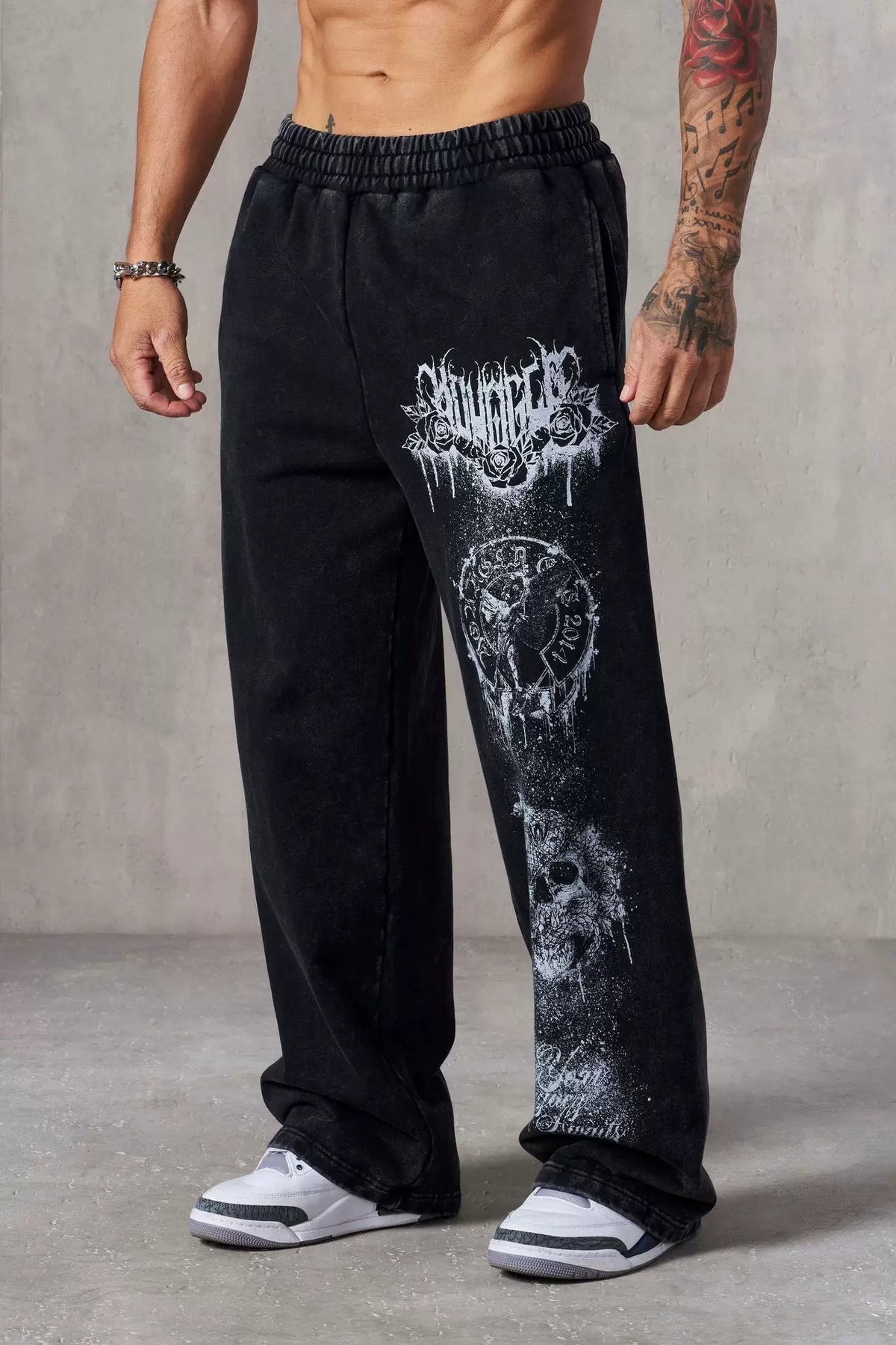 American trendy brand YOONGLA fitness training pants for European and American runners, loose straight leg printed casual pants
