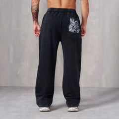 American trendy brand YOONGLA fitness training pants for European and American runners, loose straight leg printed casual pants