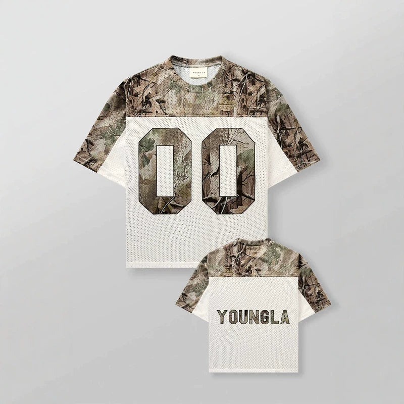 American fashion brand YOUNG LA large mesh quick drying breathable oversized T-shirt for men's sports and fitness double zero jersey short sleeved
