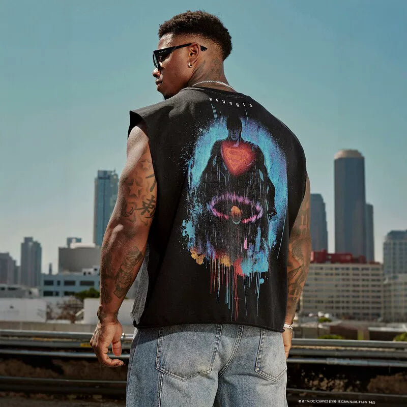 American fashion brand YOUNGLA collaborates with Superman men's vest, muscle sports fitness basketball sleeveless top