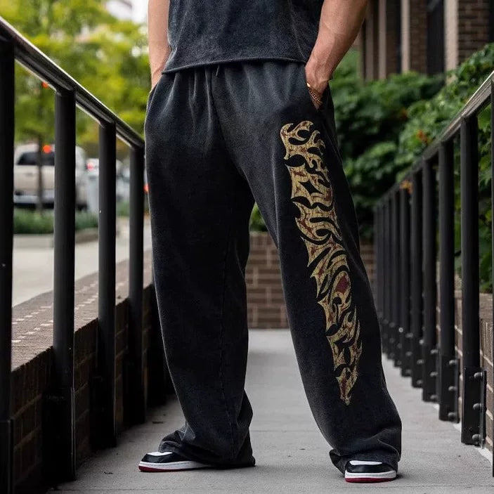 European and American trendy brand YOUNG LA sports straight leg pants American men's fitness training outdoor casual loose pants