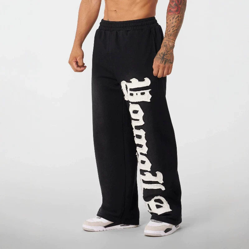 American fashion brand YOONGLA fitness training loose sports pants European and American embroidered straight leg pants Cross border foreign trade