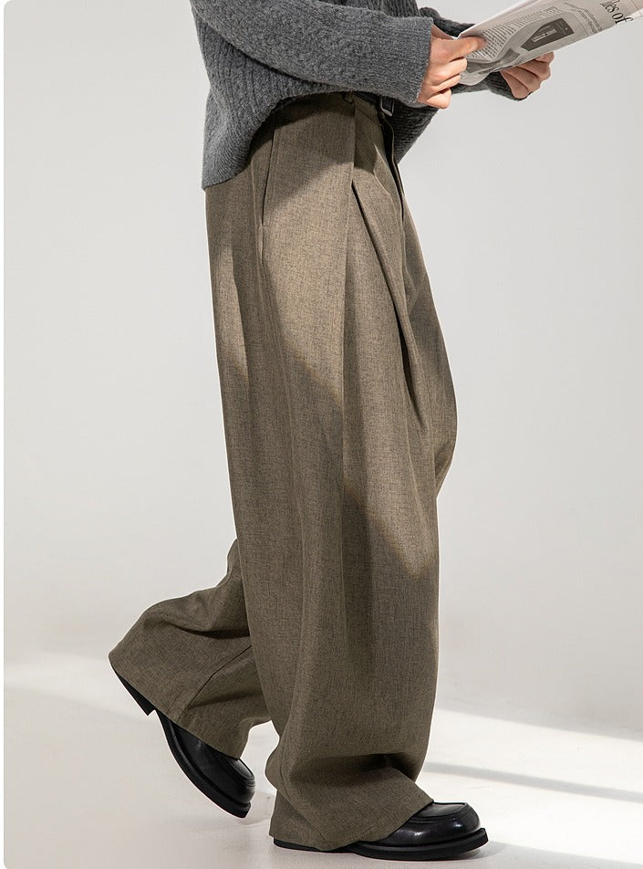 Pleated Wide Leg Casual Pants