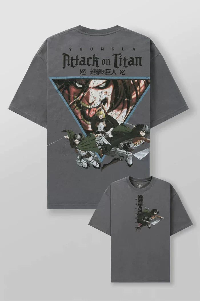 New American Trendy Brand YOUNGLA Alliance Attack on Titan Loose Large T-shirt Fitness Sports Short Sleeve