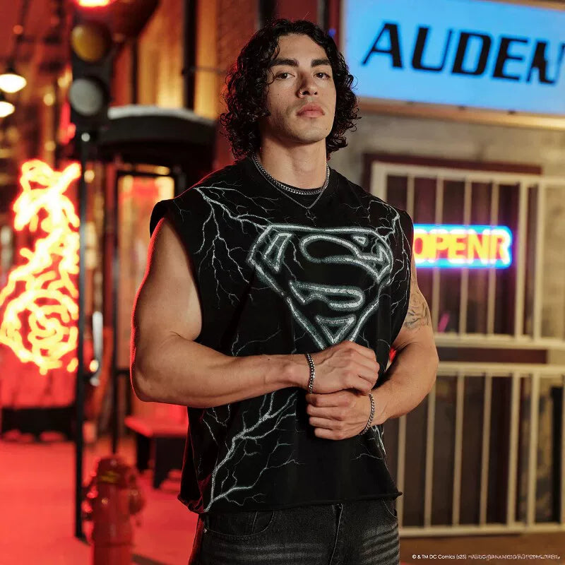 American fashion brand YOUNGLA collaborates with Superman men's vest, muscle sports fitness basketball sleeveless top
