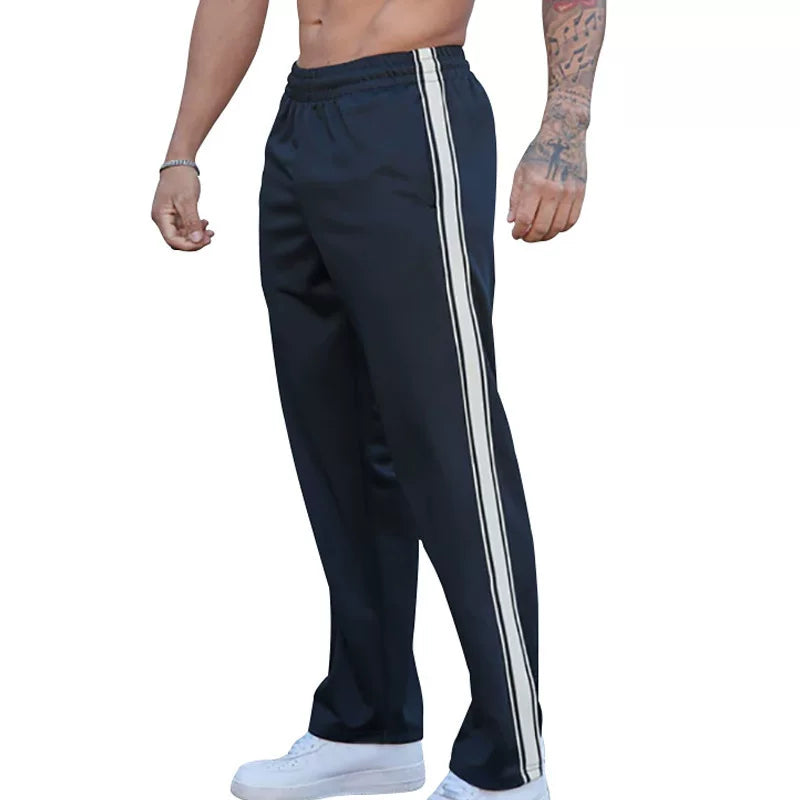 European and American trendy brand Youngla pants color blocked sports fitness straight leg pants men's striped sweatpants cross-border foreign trade