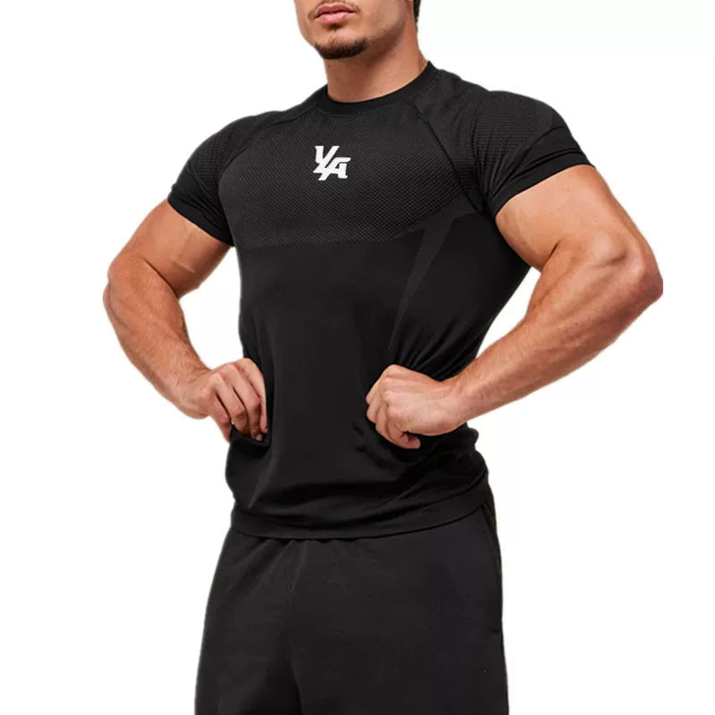 Cross border foreign trade American trendy brand YOUNG LA leisure sports fitness running jogging men's stretch t-shirt training suit