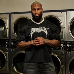 New American Trendy Brand YOUNG LA Large Men's Mesh T-shirt European and American Fitness Loose Quick Drying Breathable Digital Short Sleeve