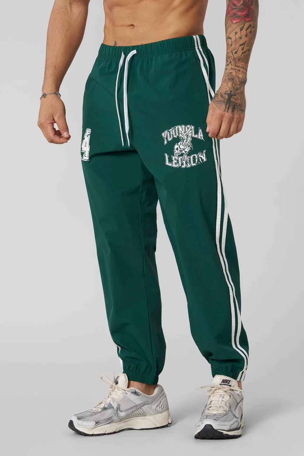 American trend YONGLA striped sports pants for fitness training, quick drying, breathable, elastic, casual pants for men, foreign trade