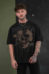 Cross border foreign trade American trendy brand YoungLa skeleton short sleeved loose cotton round neck fitness running T-shirt for men